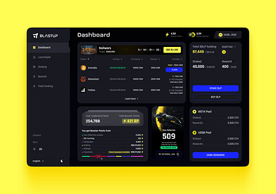 Crypto App Staking Dashboard UI app app ui bento bento grid blast blockchain cosmos ui crypto crypto app crypto ui dashboard dashboard ui glowing ui illustration midjourney neon ui space theme space ui staking ui