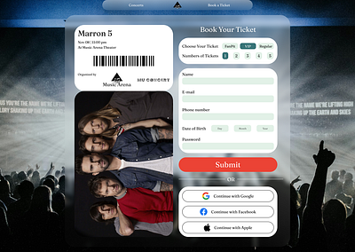 Book-Your-Ticket page sign up tickets ui website