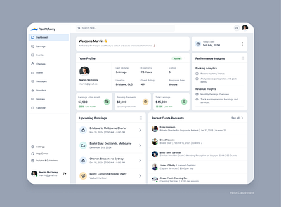 YachtAway - Dashboard 3d ui