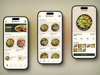 Salad App UI Design animation branding design graphic design illustration logo typography ui ux vector