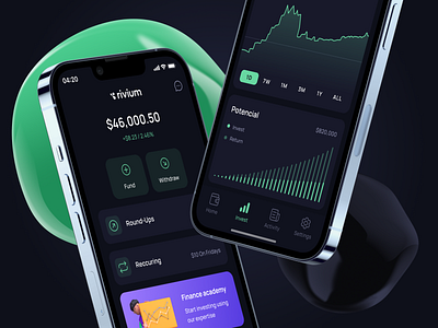 Rivium Finance App 3d banking clean finance homepage investment minimalism product design startup ui uxui