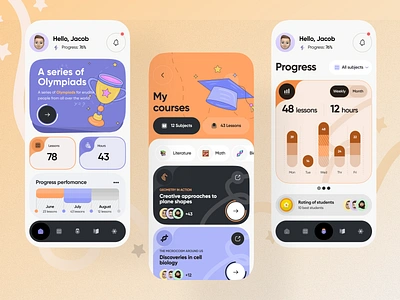 Online Education - Mobile app app design college e learning education learning learning platform mobile app online class online course online education school ui university ux