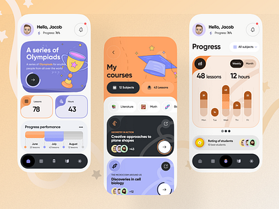 Online Education - Mobile app app design college e learning education learning learning platform mobile app online class online course online education school ui university ux