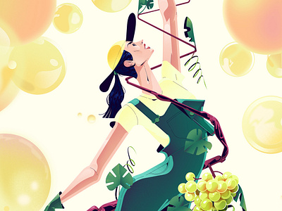 Du Grain à la Bulle ( From Berry to Bubble). art art direction champagne character design design digital illustration editing fashion graphic design illustration illustrator luxury vector vector art woman work