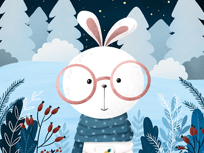 Carrot tea bunny carrot tea children illustration cute hare cute illustartion cute rabbit illustartion procreate illustration rabbit rabbit illustration winter winter forest winter walk winterillustration