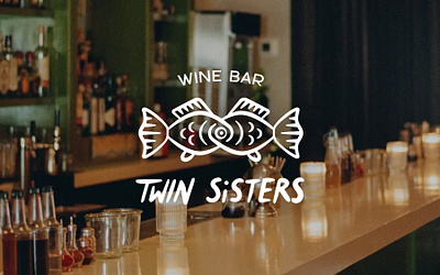 Twin Sisters Wine Bar Branding bar bar branding brand design brand identity branding clever design design fish logo food branding graphic design illustration logo restaurant brand restaurant branding typography wine wine bar wine branding wine logo