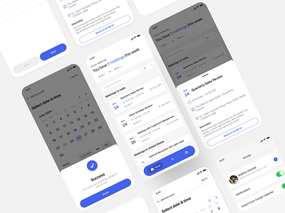 Calendar app to track upcoming meetings agency app interface apple application book booking app branding calendar event interface meeting mobile ui ux