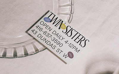 Twin Sisters Wine Bar Business Card brand design brand identity branding business card business cards design fish logo graphic design illustration logo restuarant branding twin sisters typography wine bar brand