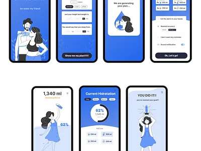 Hidrately app health product design tracking ui ux