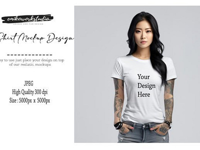 Asian Girl T Shirt Mockup Design boho mockup classic halloween mockup oversized tshirt print on demand tshirt for woman unisex tshirt