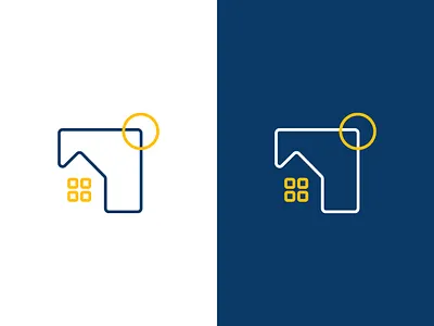Home Mark brand identity branding brandmark clean geometric graphic design home housing icon line line work logo logomark mark minimal navy negative space simple visual identity yellow