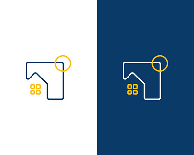 Home Mark brand identity branding brandmark clean geometric graphic design home housing icon line line work logo logomark mark minimal navy negative space simple visual identity yellow