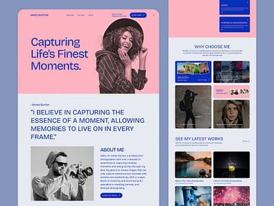 Photographer Portfolio Website Design clean design figma design figma website design landing page modern design personal photographer portfolio portfolio website web design website design
