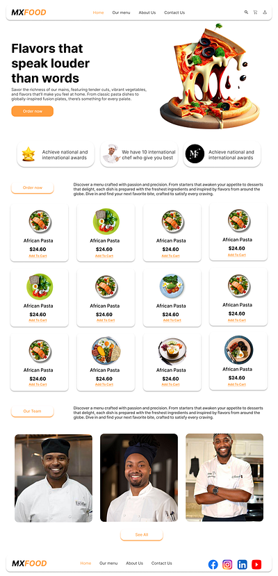 MX FOOD UI Landing Page design food ui ux web