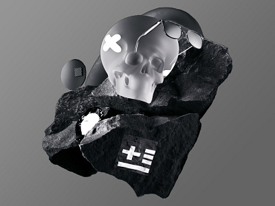 3D Black and White 3d 3d composition 3d illustration 3dmodeling abstract artwork black and white blender cinema4d dark theme design digitalart halloween icon modern design monochrome render skeleton skull stonetexture