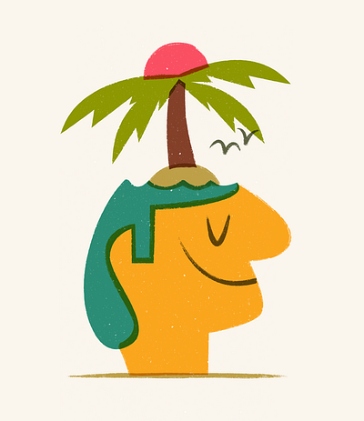 💭🏝️ art beach character doodle fun illustration texture thoughts vector