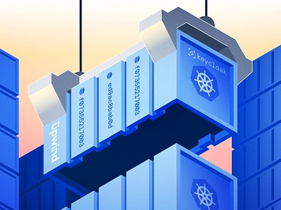 Container Image Layers cloud cnapp container docker gradient grain illustration illustrator image isometric k8s kubernetes layer saas security tech upwind vector