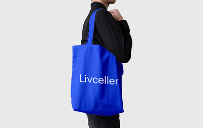 Livceller™ blue branding logo totebag