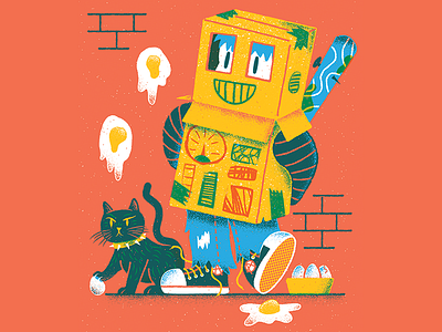 Happy Halloween 2024! box robot cat conceptual illustration editorial editorial illustration editorial illustrator egging halloween hellnight illustration james olstein james olstein illustration jamesolstein.com mischiefnight robot texture vector