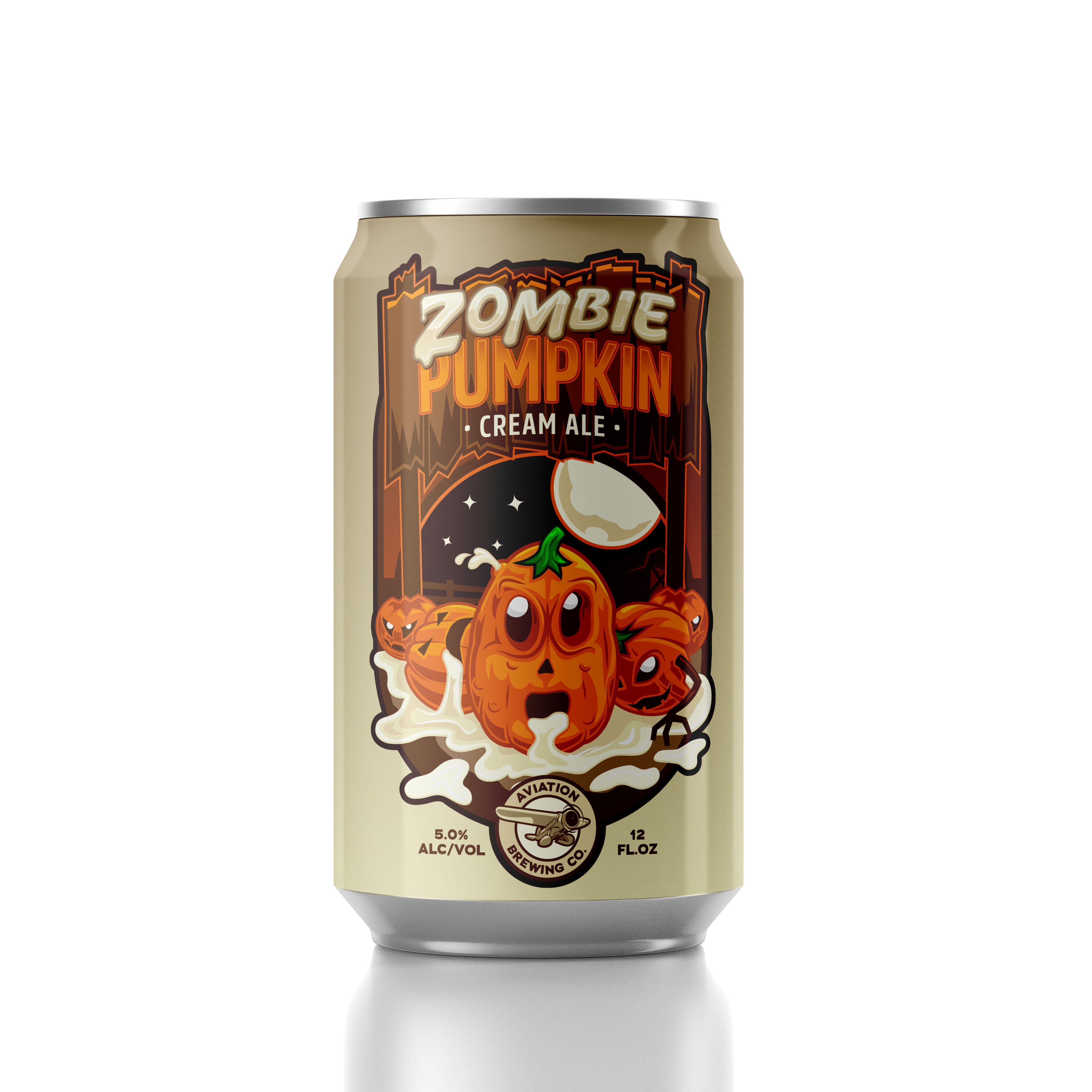Zombie Pumpkin Cream Ale Mockup ale beer custom design drawing graphic design illustration illustrator label logo orange packaging plane pumpkin tulsa typography vector zombie
