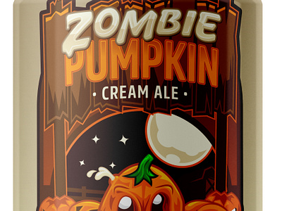 Zombie Pumpkin Cream Ale Mockup ale beer cream design graphic design illustration illustrator label orange plane pumpkin typography vector zombie