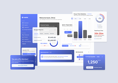 ✤ Habild- Productivity Dashboard branding design graphic design illustration responsive design ui user interface ux