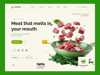 Meat Delicious 😋 Website Hero Section beaf beafherosection branding deliciouswebsite figmadesign foodwebsite inspiration meatwebsite rejoanrejuuix resturentweb uidesign