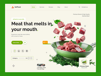 Meat Delicious 😋 Website Hero Section beaf beafherosection branding deliciouswebsite figmadesign foodwebsite inspiration meatwebsite rejoanrejuuix resturentweb uidesign