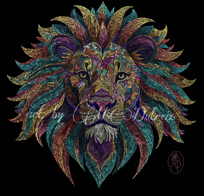 Sérénité afrique art digital art graphique coloré doodle géométrique illustration lion spiritualité zen