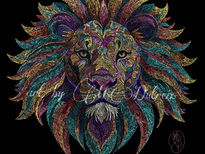 Sérénité afrique art digital art graphique coloré doodle géométrique illustration lion spiritualité zen