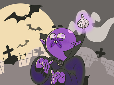 Spooky night cartoon character design dracula haloween procreate spooky style vector