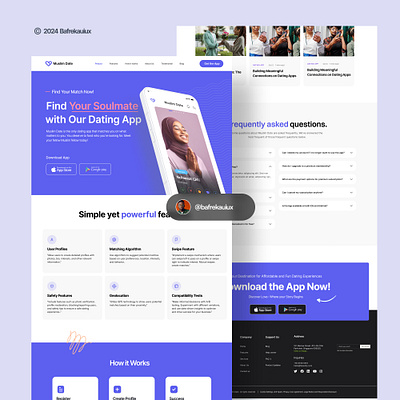 Muslim Dating Mobile App & Website Landing Page dating landing page love product design ui ux