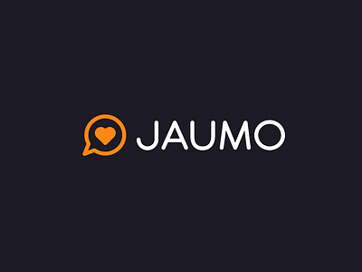 Jaumo—logo branding bubble speech dating heart logo love orange