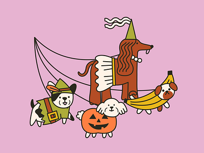 Spooky Pooch Parade costume cute dog dog illustration halloween illustration vector vector illustration