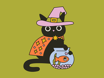 Black Cat Witch art black cat cat cute halloween illustration vector vector art witch