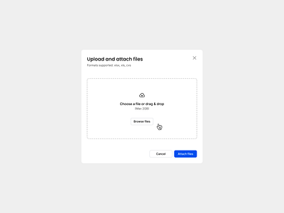 File upload attach files button choose file component cta drag drop drag and drop figma file upload light mode modal product design saas ui ux web design website