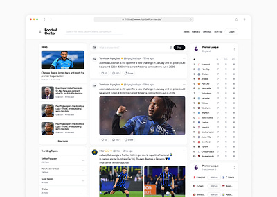 Football Center - Web Dashboard design football graphic design sports tech ui ui design ux ux design