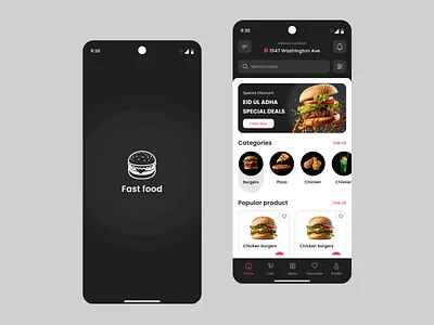 Fast Food App Design android app app design design graphic design ios mobile app design mobile design ui ui design ux ux design vector