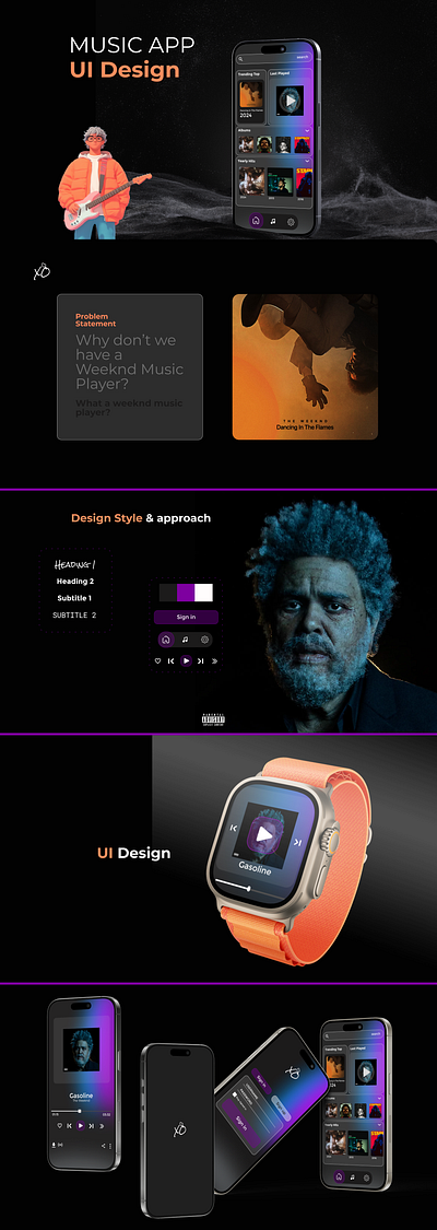 The Weeknd Theme music app UI Design. XOXO branding graphic design logo ui