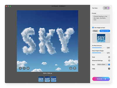 Art Text AI interface ai app art tex interface lettering mac os sky ui ux