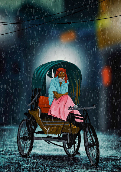 A Lonely Rickshaw-puller adobe illustrator book cover book cover design book cover illustration book design book illustration digital art digital illustration graphic design illustration