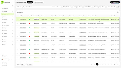 Customer Profiles UI accountmanagement admindashboard cleandesign customerprofiles digitalproduct interactivetable ispsoftware productdesign servicemanagement uidesign userexperience uxdesign webapp