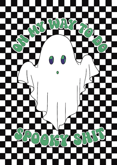 SPOOKY TIME ghost halloween illustration poster procreate