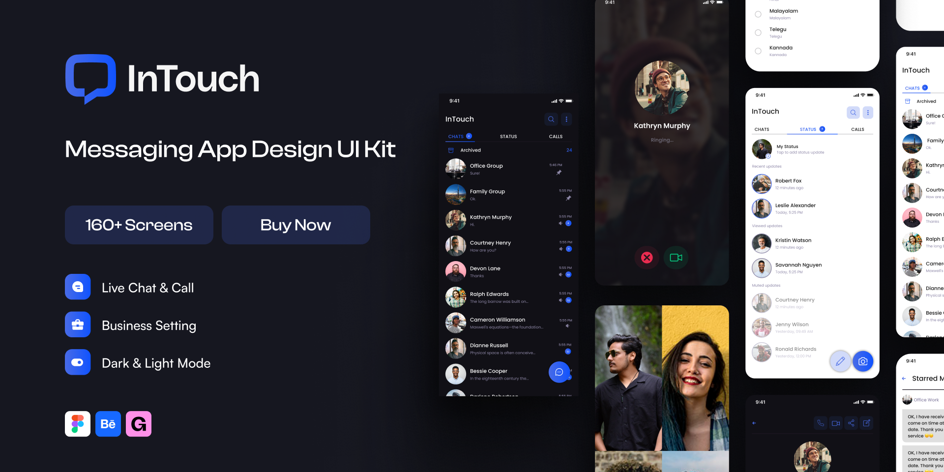 InTouch: Premium Messaging App UI Kit by Sheroz Mehmood on Dribbble