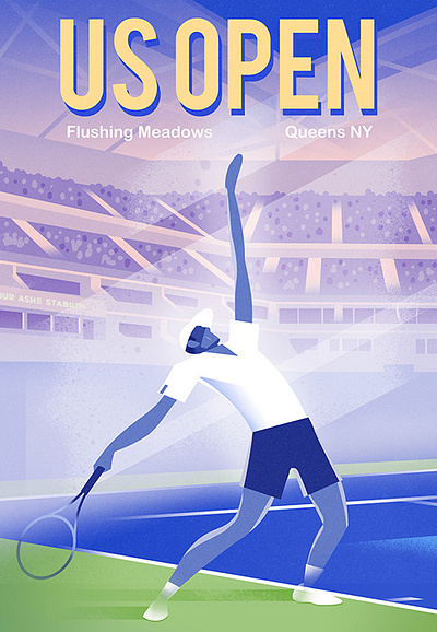 US Open branding design graphic graphic art graphic design illustration minimalist poster poster design sports tennis us open vintage