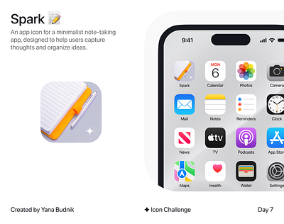 Spark - App Icon 3d app icon branding ios logo notes organize ideas ui