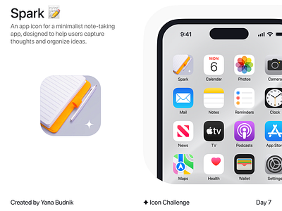 Spark - App Icon 3d app icon branding ios logo notes organize ideas ui