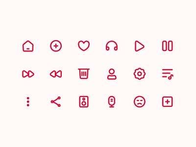 Music app icons branding design icon design icon pack icon set iconography icons illustration line icons music app outline icons product design stroke icons ui ui icons ui ux design