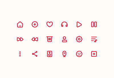 Music app icons branding design icon design icon pack icon set iconography icons illustration line icons music app outline icons product design stroke icons ui ui icons ui ux design