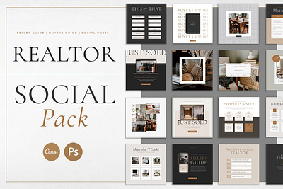 Real Estate Social Pack Canva PS real estate real estate canva real estate instagram real estate social real estate template realtor realtor instagram realtor social media realtor templates social media social media canva social media pack social media template